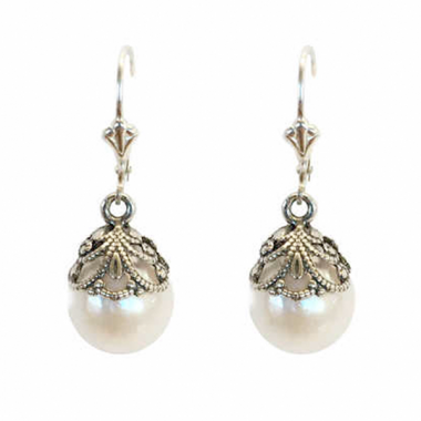 Vintage Style Earrings with Large Baroque Pearls 